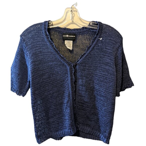 Vintage NWOT Sag Harbor Knit Cardigan Purple Single Button Classic Layering Sz S - Picture 7 of 8